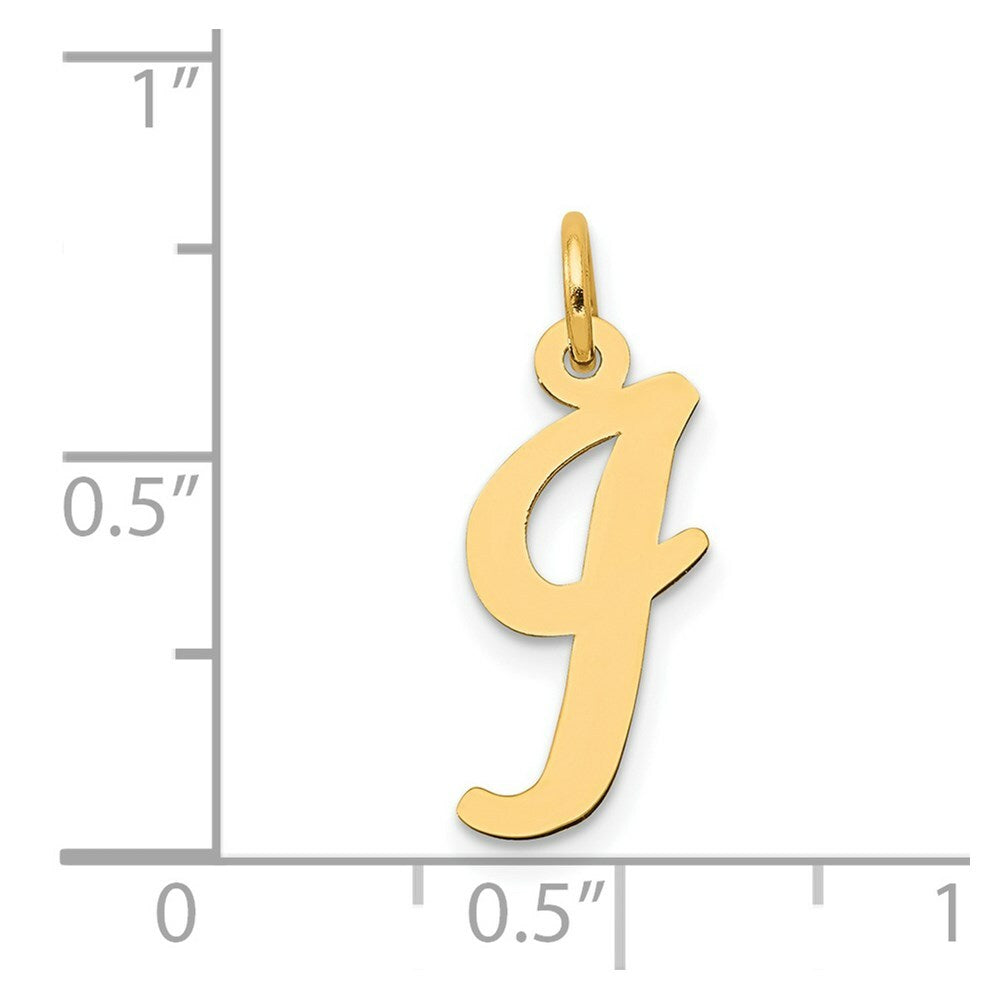 14K Yellow Gold Medium Script Initial Letter I Charm Pendant