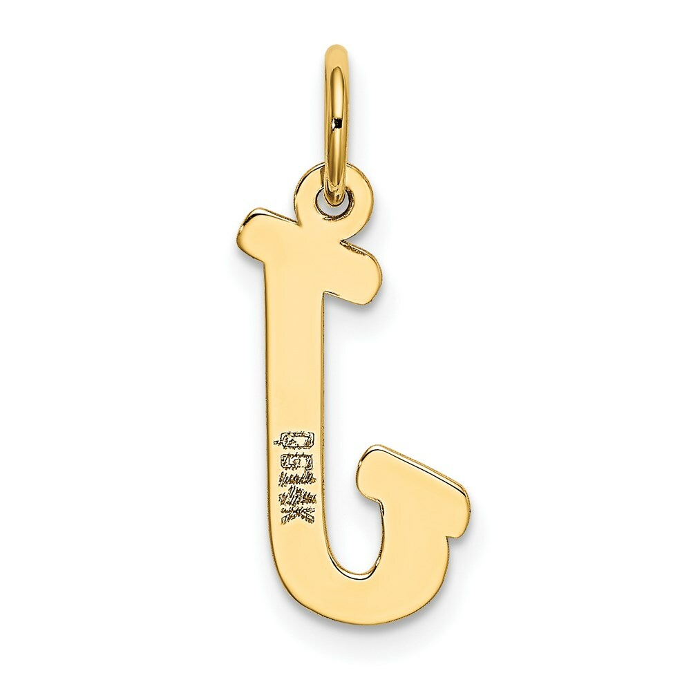 14K Yellow Gold Medium Script Initial Letter J Charm Pendant