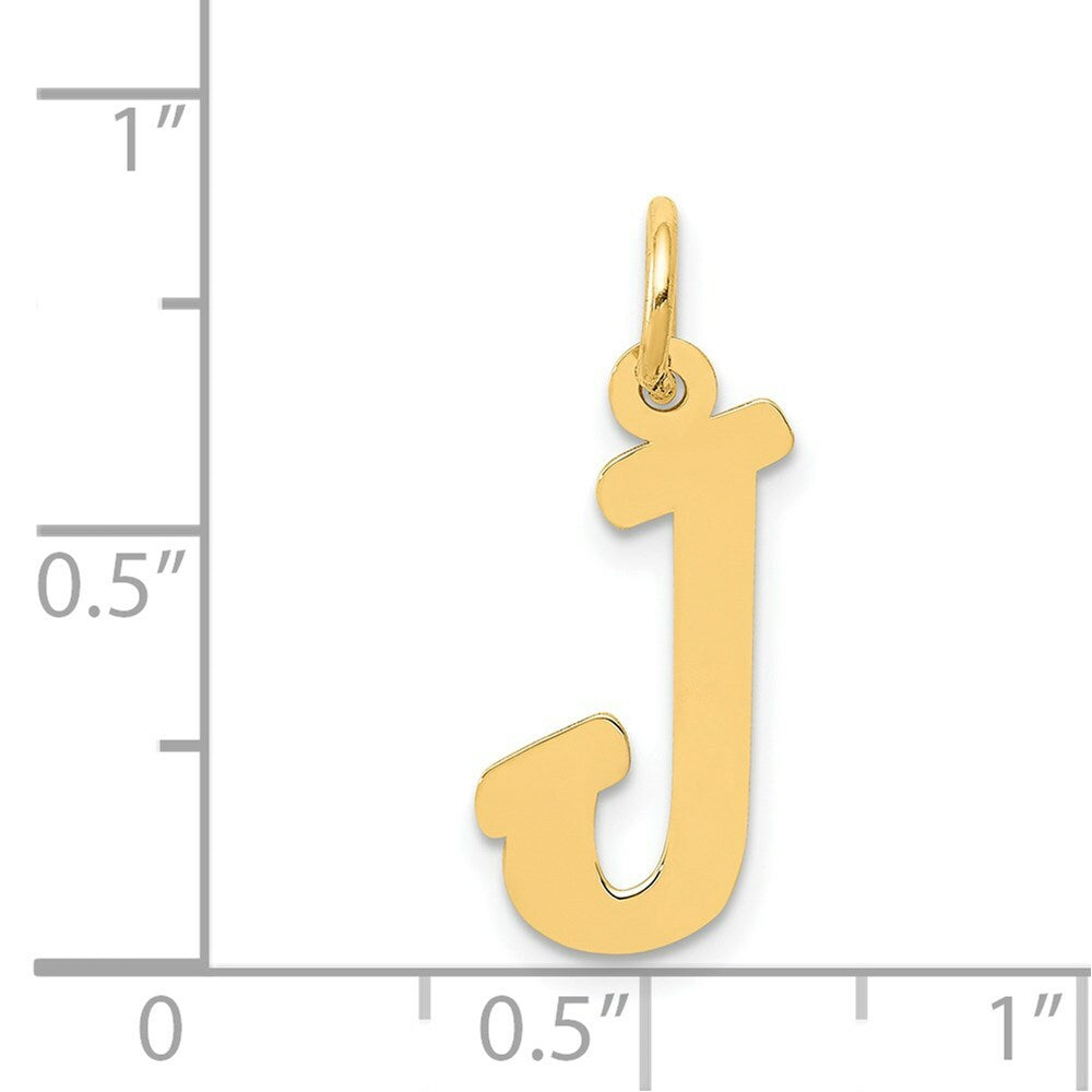 14K Yellow Gold Medium Script Initial Letter J Charm Pendant
