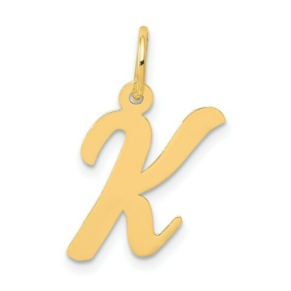 14K Yellow Gold Medium Script Initial Letter K Charm Pendant
