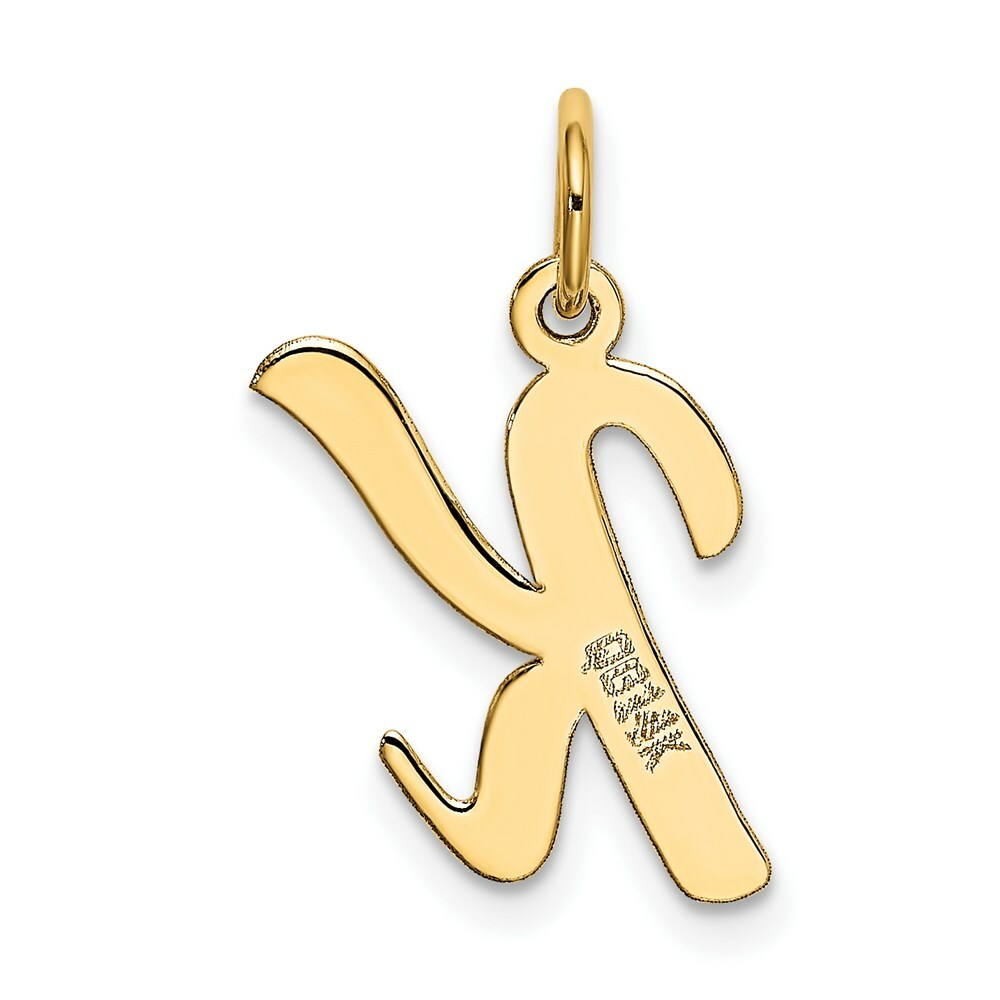 14K Yellow Gold Medium Script Initial Letter K Charm Pendant