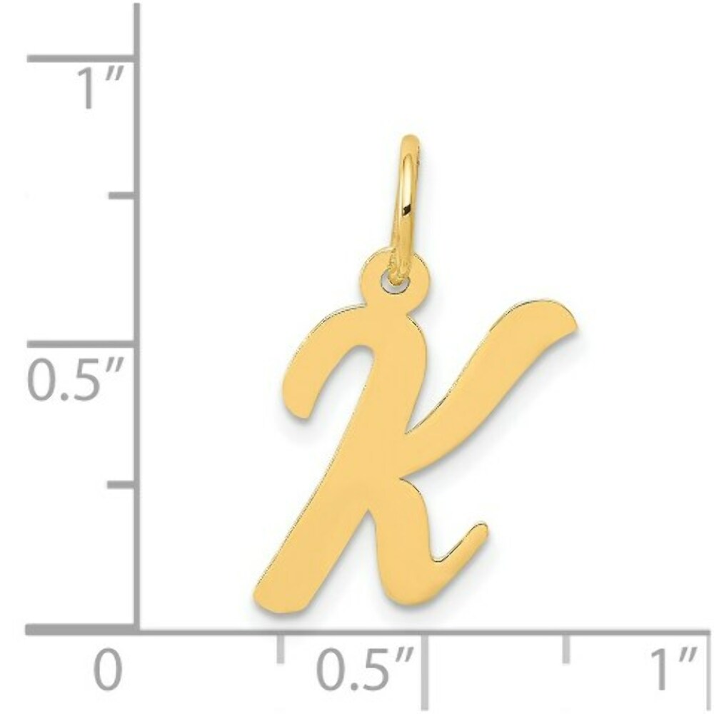 14K Yellow Gold Medium Script Initial Letter K Charm Pendant