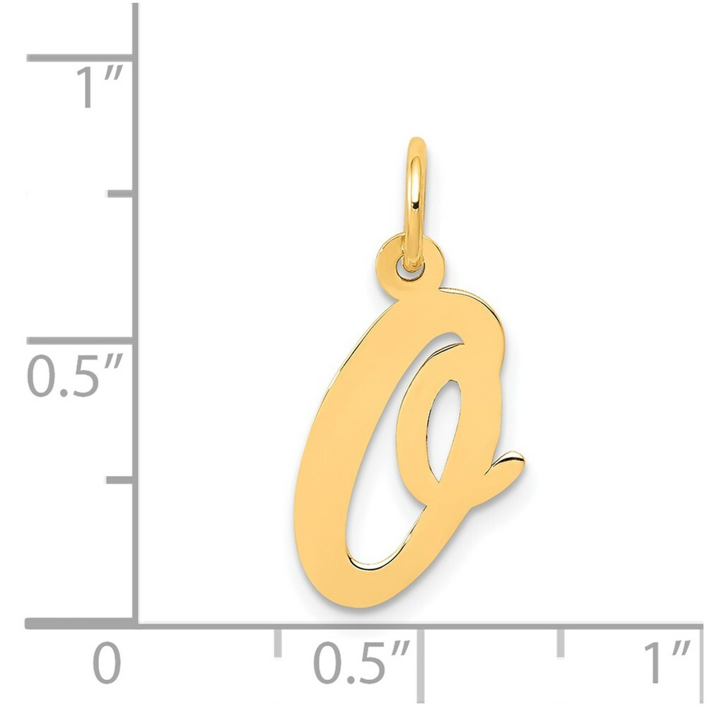 14K Yellow Gold Medium Script Initial Letter O Charm Pendant