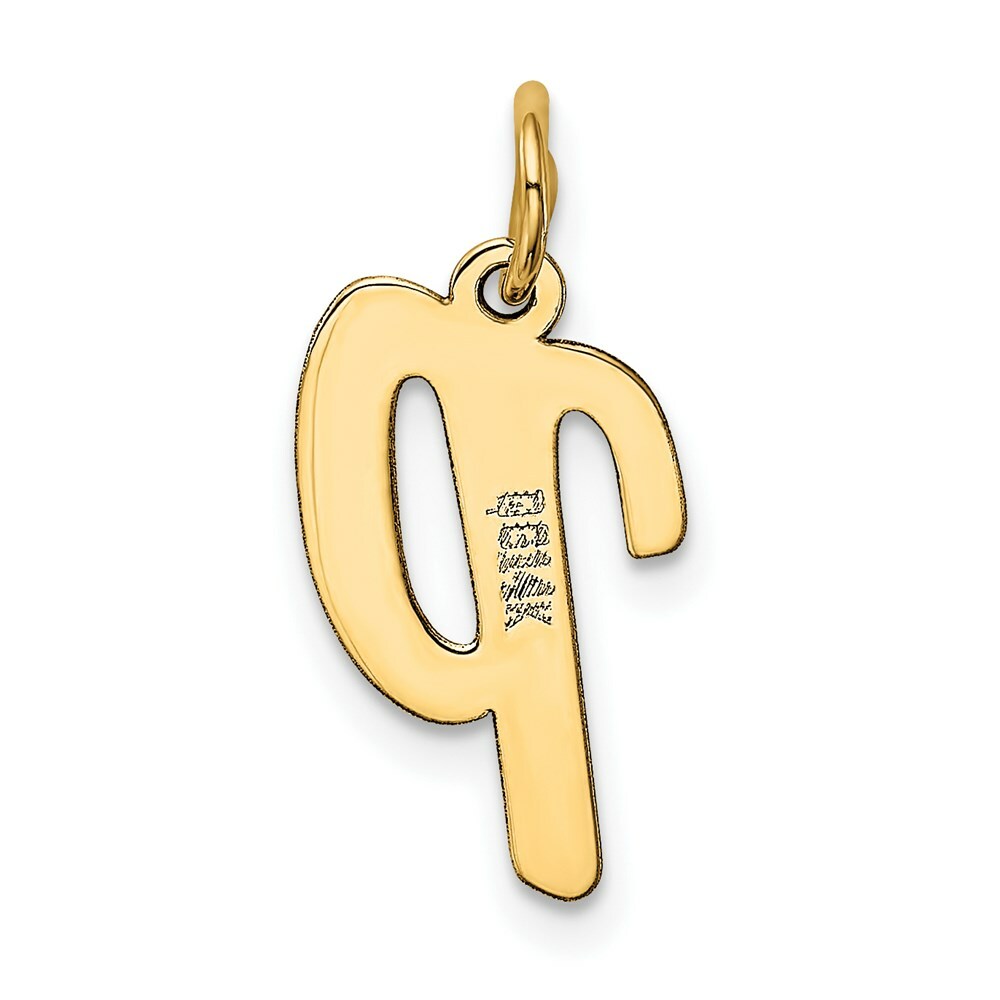 14K Yellow Gold Medium Script Initial Letter P Charm Pendant