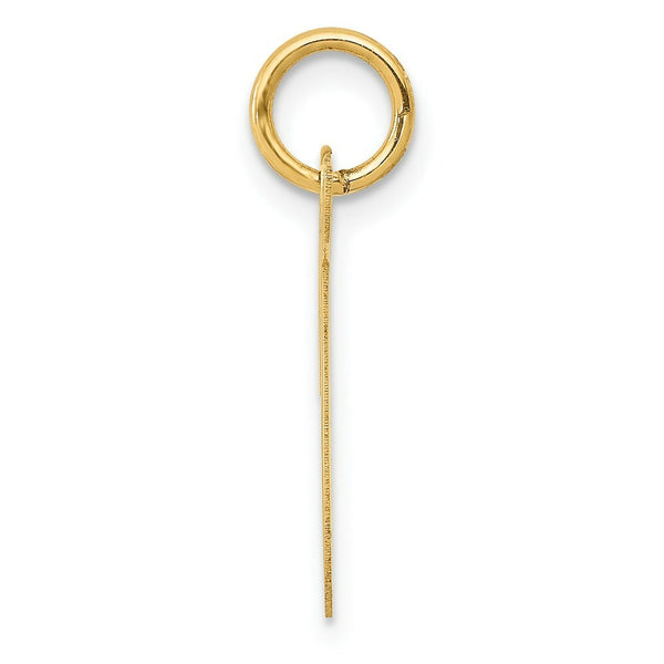14K Yellow Gold Medium Script Initial Letter T Charm Pendant