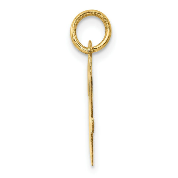 14K Yellow Gold Medium Script Initial Letter V Charm Pendant