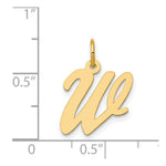 Load image into Gallery viewer, 14K Yellow Gold Medium Script Initial Letter W Charm Pendant
