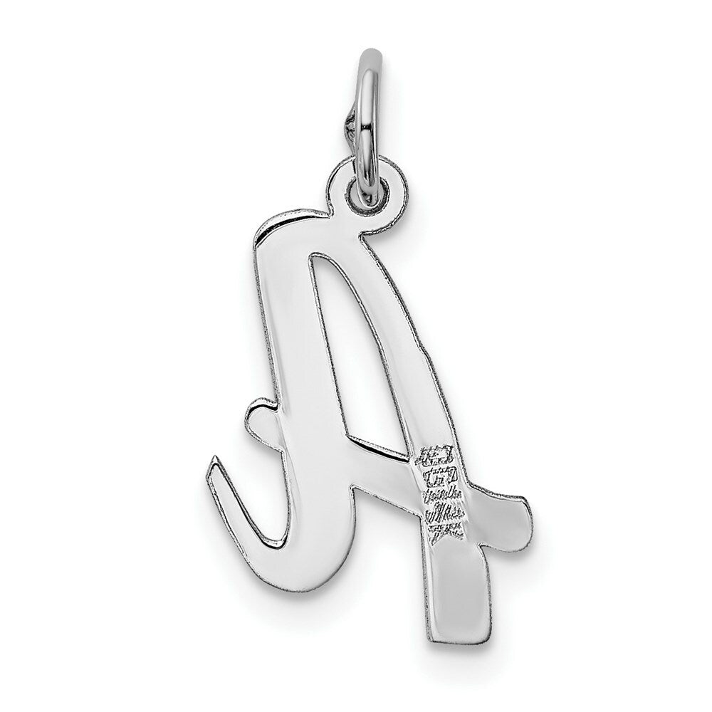 14K White Gold Medium Script Initial Letter A Charm Pendant