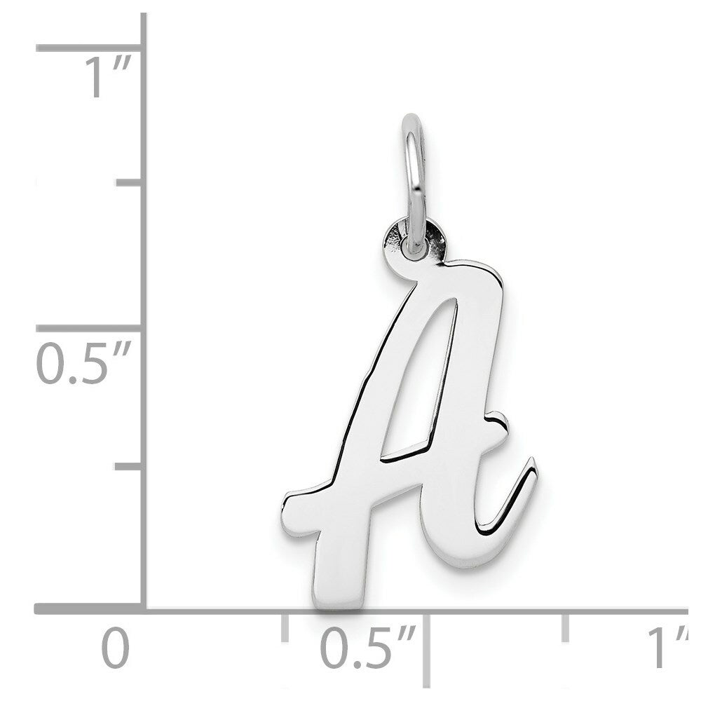 14K White Gold Medium Script Initial Letter A Charm Pendant