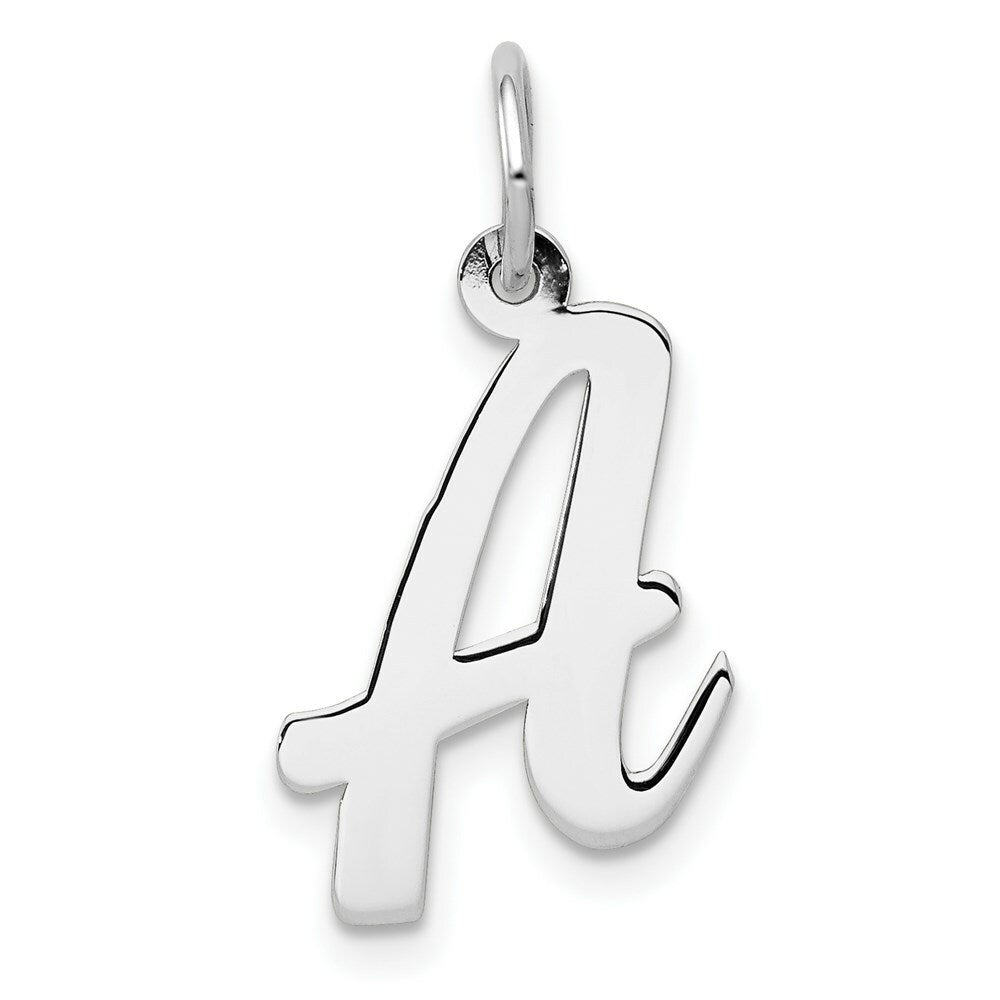 14K White Gold Medium Script Initial Letter A Charm Pendant