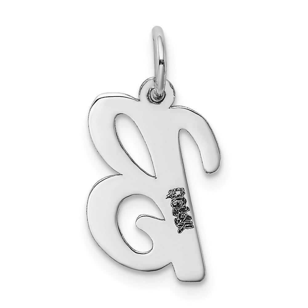14K White Gold Medium Script Initial Letter B Charm Pendant