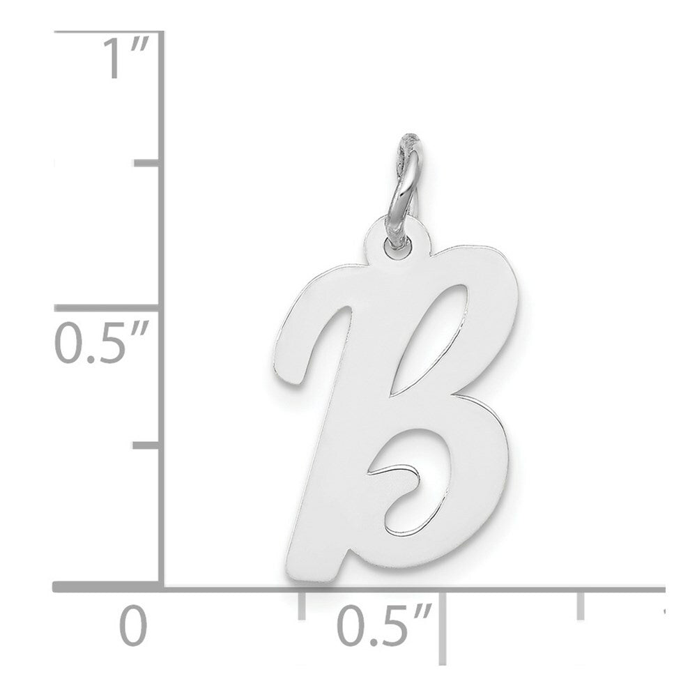14K White Gold Medium Script Initial Letter B Charm Pendant