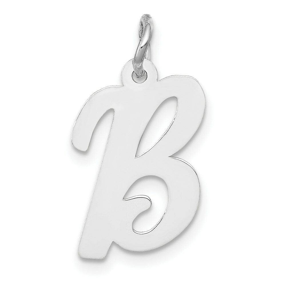 14K White Gold Medium Script Initial Letter B Charm Pendant