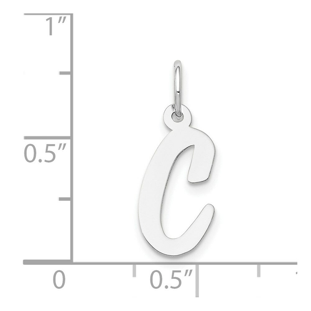 14K White Gold Medium Script Initial Letter C Charm Pendant