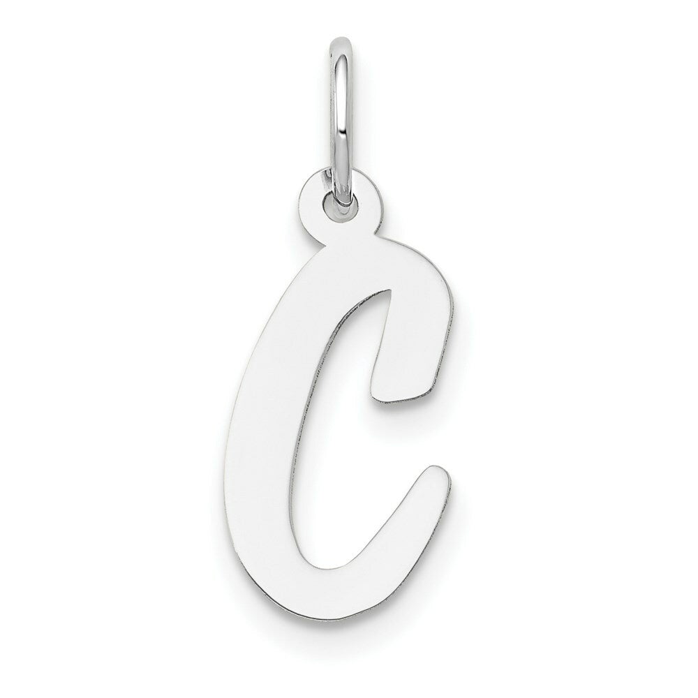 14K White Gold Medium Script Initial Letter C Charm Pendant