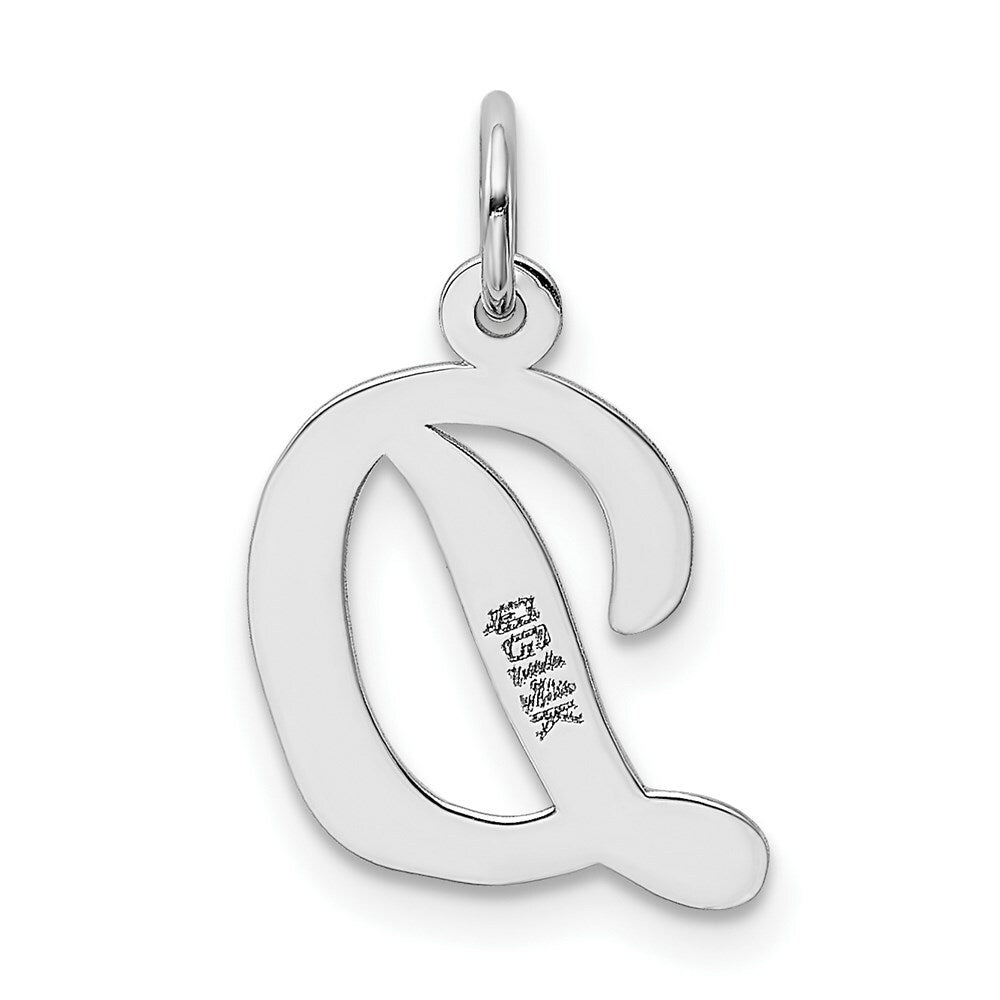 14K White Gold Medium Script Initial Letter D Charm Pendant