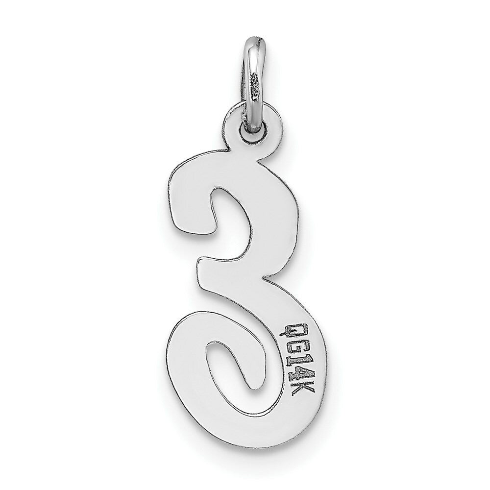 14K White Gold Medium Script Initial Letter E Charm Pendant