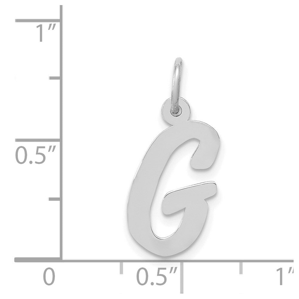 14K White Gold Medium Script Initial Letter G Charm Pendant