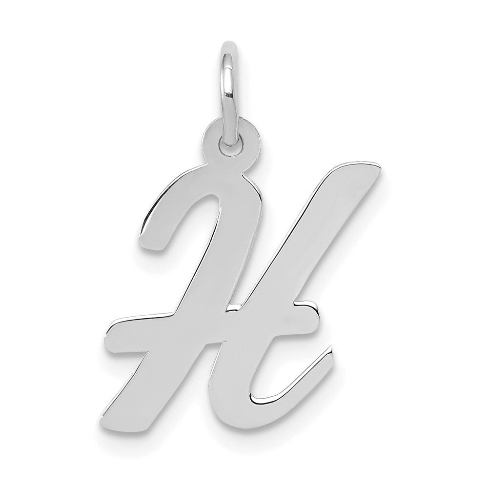14K White Gold Medium Script Initial Letter H Charm Pendant
