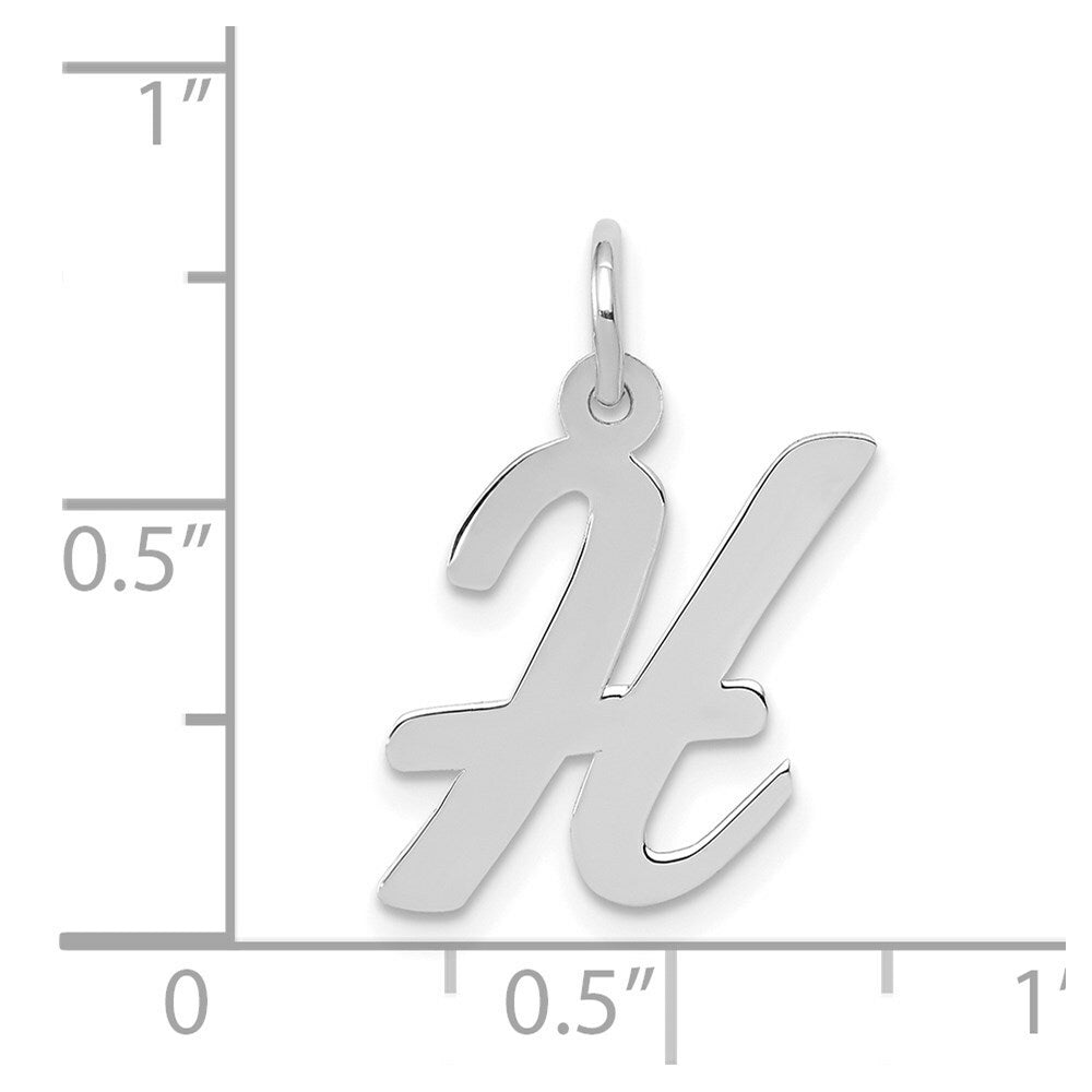 14K White Gold Medium Script Initial Letter H Charm Pendant