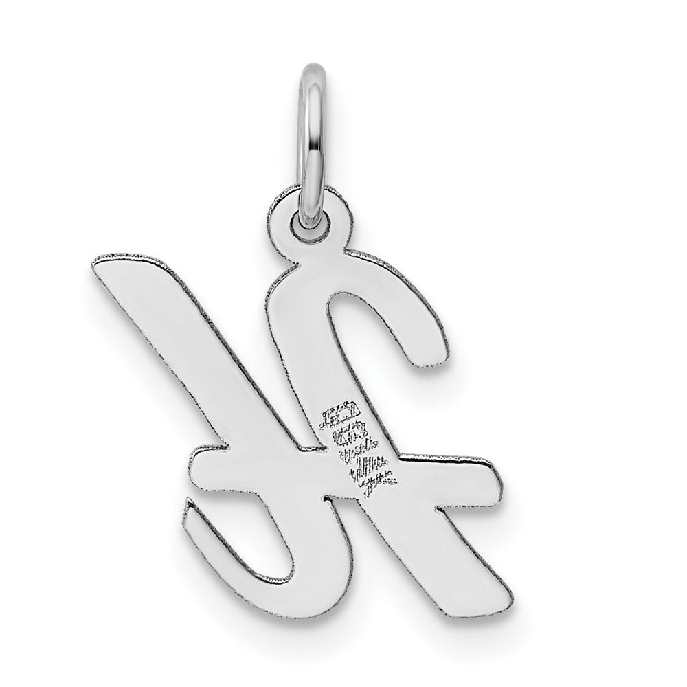 14K White Gold Medium Script Initial Letter H Charm Pendant