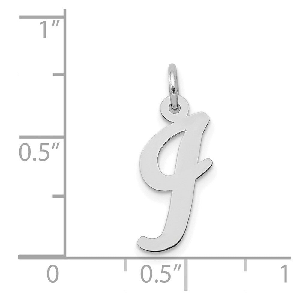 14K White Gold Medium Script Initial Letter I Charm Pendant