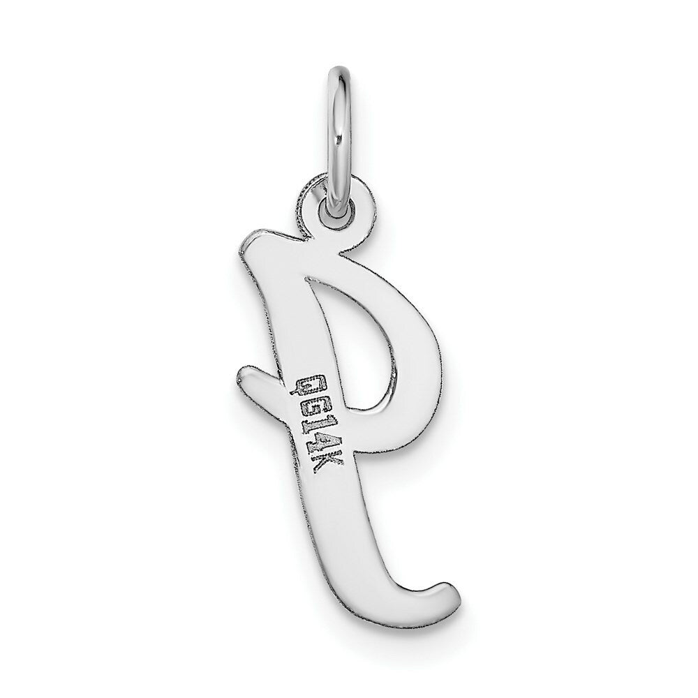 14K White Gold Medium Script Initial Letter I Charm Pendant