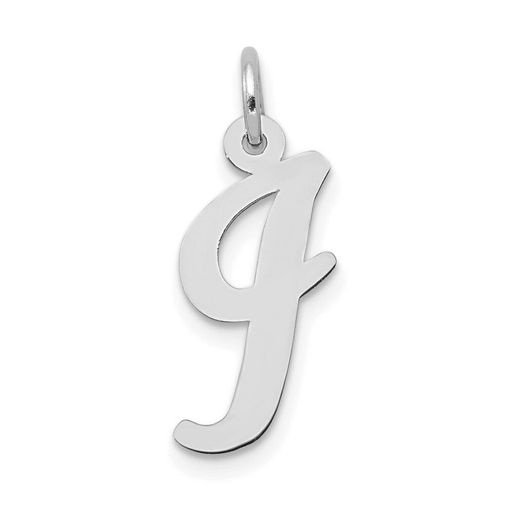 14K White Gold Medium Script Initial Letter I Charm Pendant
