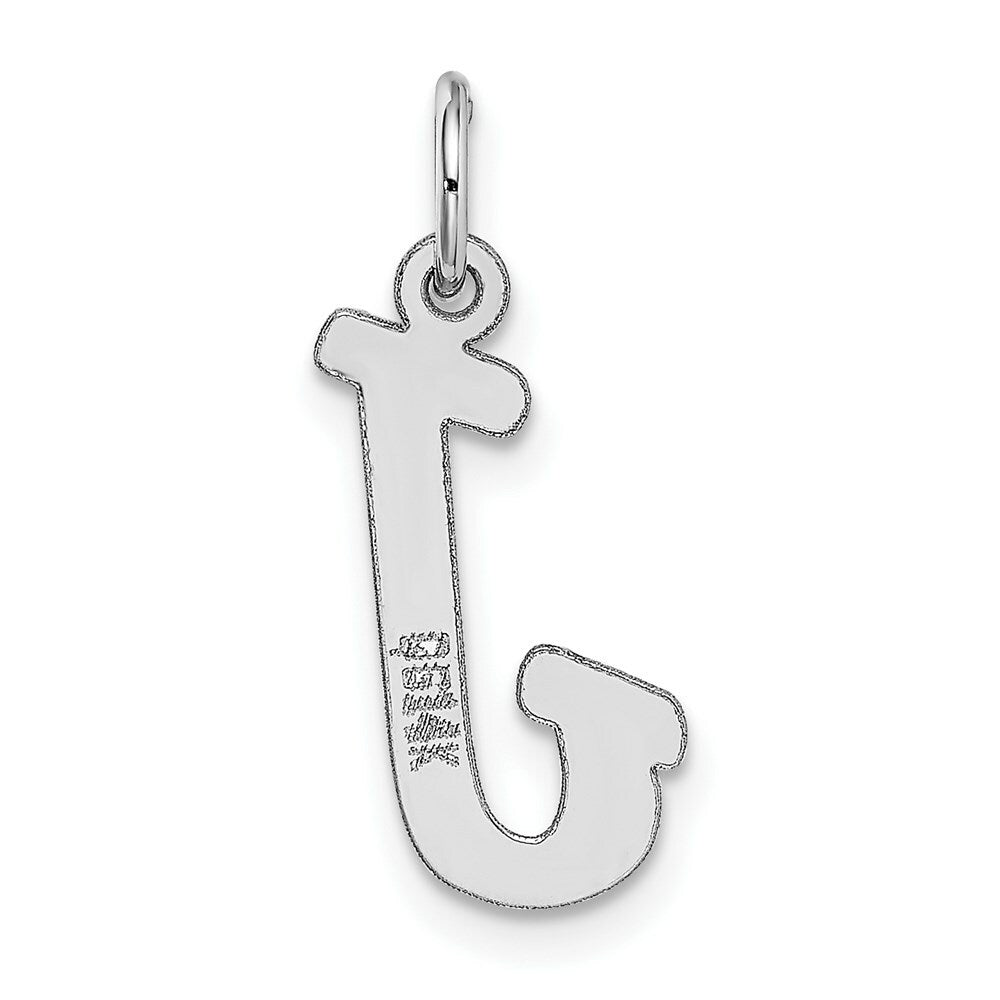 14K White Gold Medium Script Initial Letter J Charm Pendant