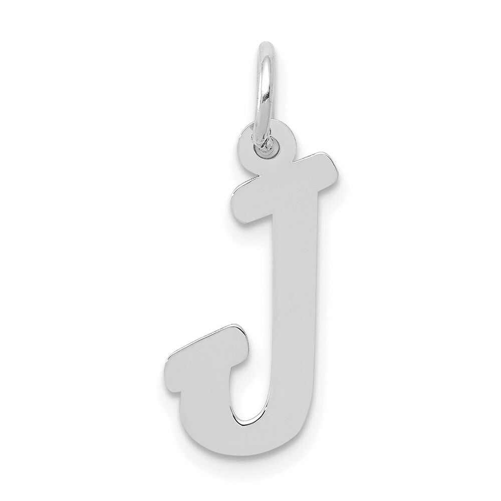 14K White Gold Medium Script Initial Letter J Charm Pendant