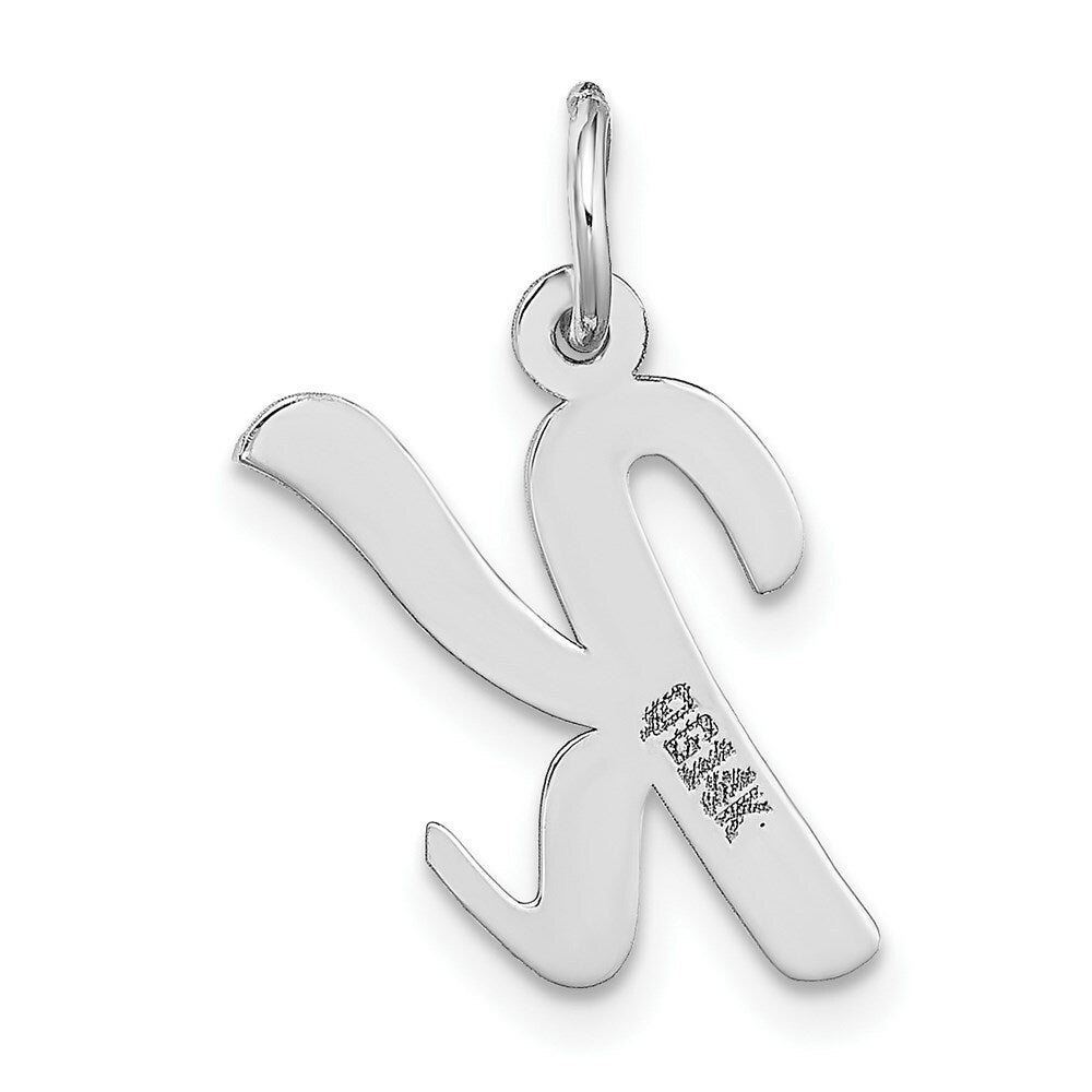 14K White Gold Medium Script Initial Letter K Charm Pendant