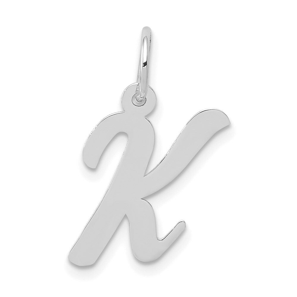 14K White Gold Medium Script Initial Letter K Charm Pendant