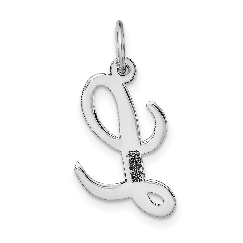14K White Gold Medium Script Initial Letter L Charm Pendant