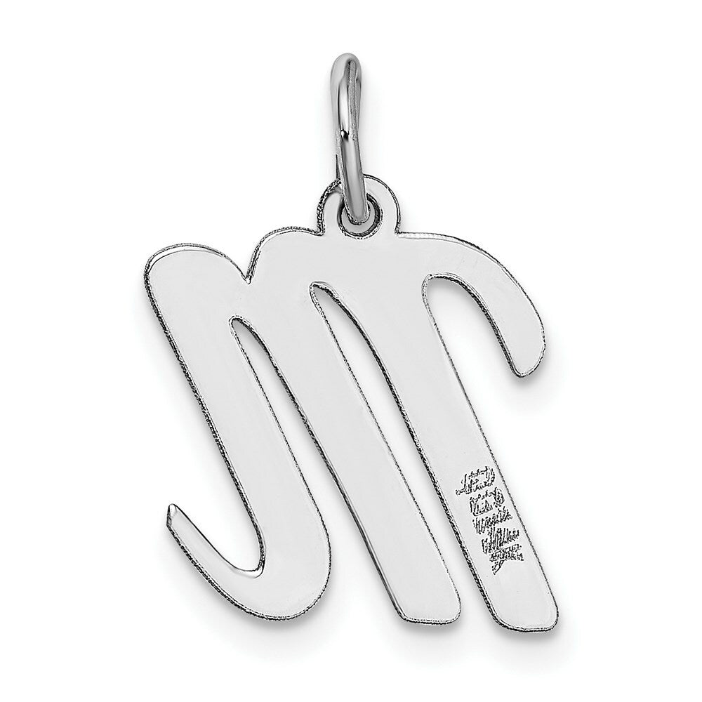 14K White Gold Medium Script Initial Letter M Charm Pendant