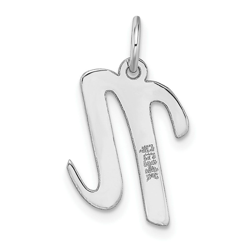 14K White Gold Medium Script Initial Letter N Charm Pendant