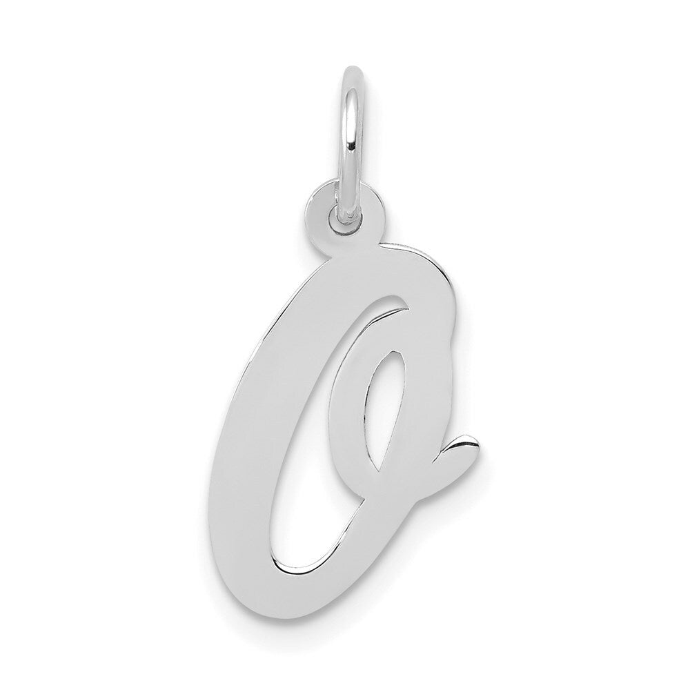14K White Gold Medium Script Initial Letter O Charm Pendant