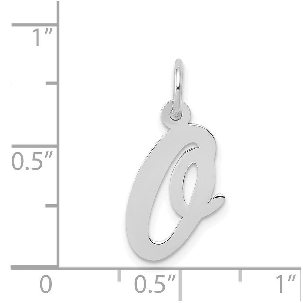 14K White Gold Medium Script Initial Letter O Charm Pendant