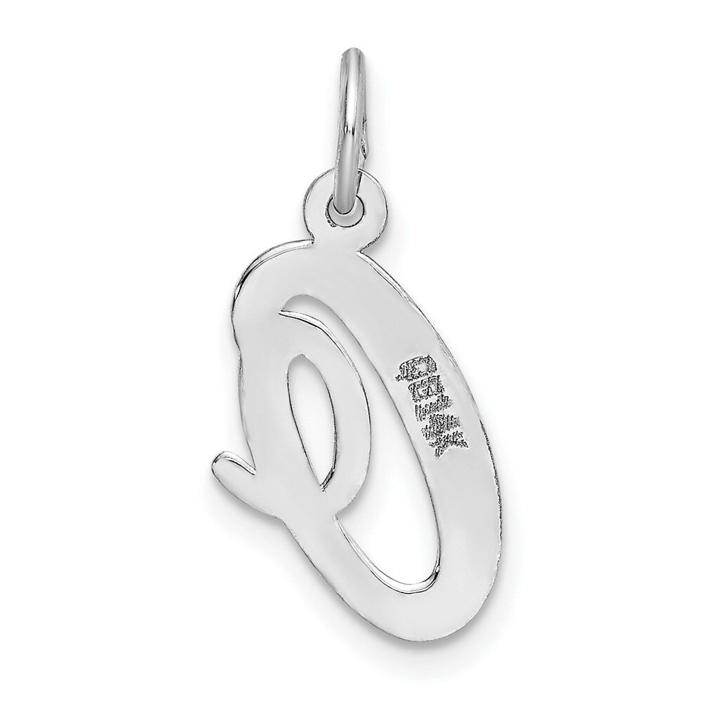 14K White Gold Medium Script Initial Letter O Charm Pendant