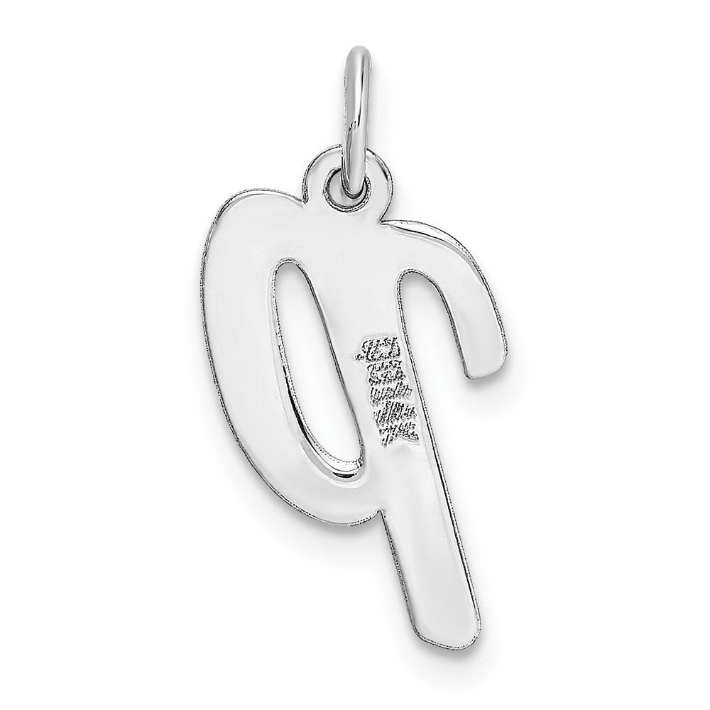 14K White Gold Medium Script Initial Letter P Charm Pendant