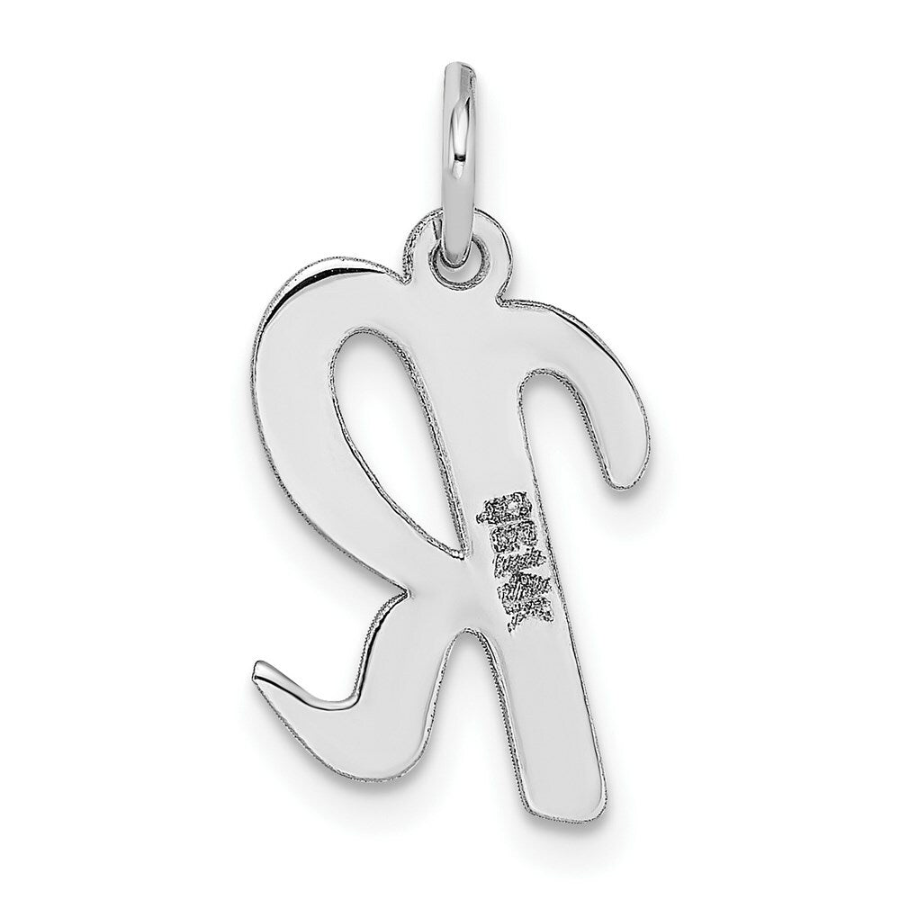 14K White Gold Medium Script Initial Letter R Charm Pendant