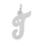 Load image into Gallery viewer, 14K White Gold Medium Script Initial Letter T Charm Pendant
