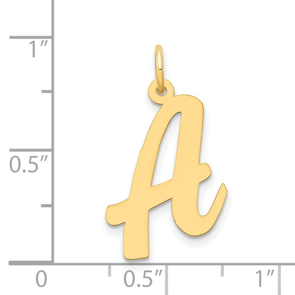 14K Yellow Gold Large Script Initial Letter A Charm Pendant