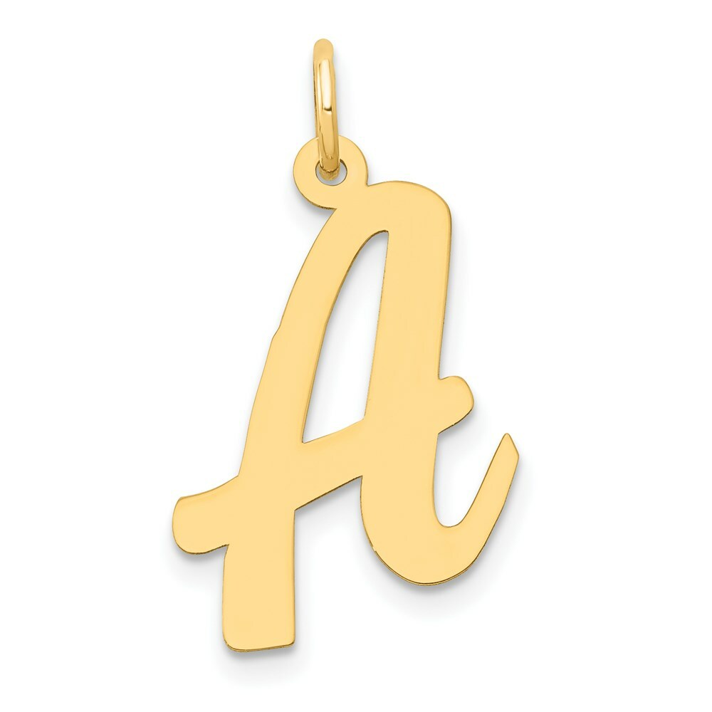 14K Yellow Gold Large Script Initial Letter A Charm Pendant
