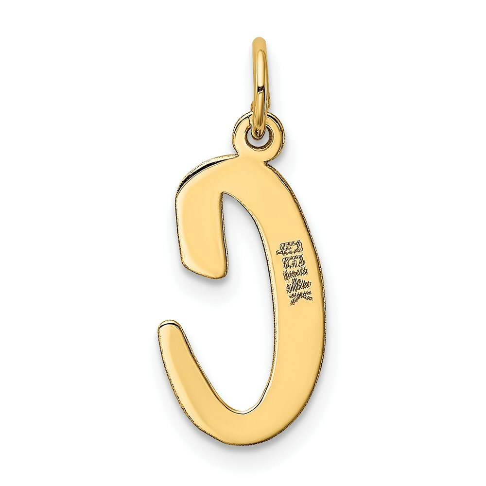 14K Yellow Gold Large Script Initial Letter C Charm Pendant