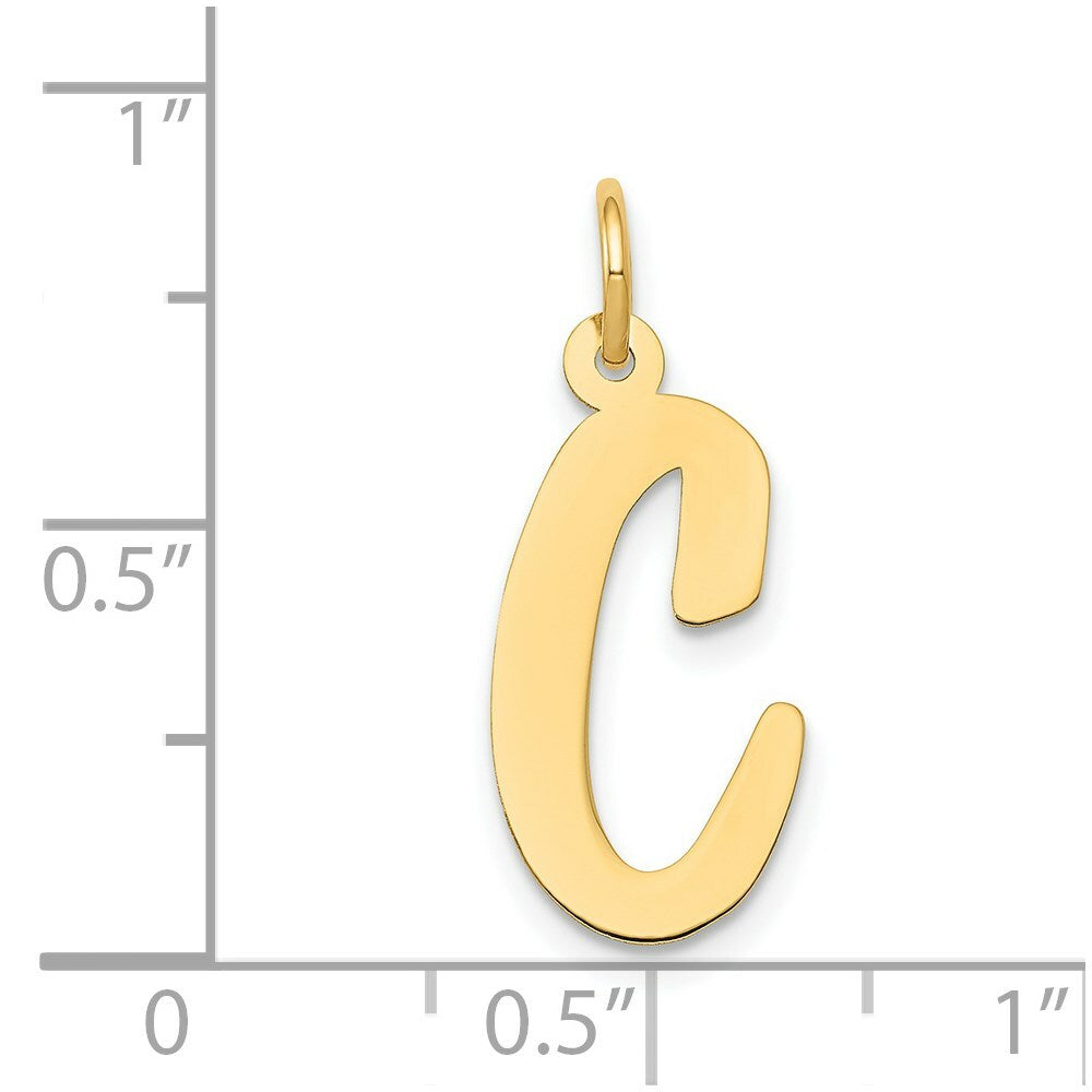 14K Yellow Gold Large Script Initial Letter C Charm Pendant