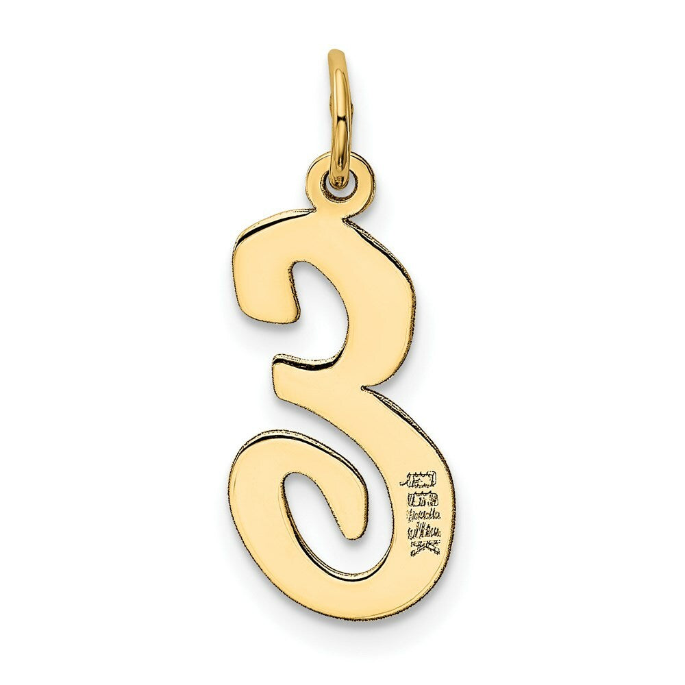 14K Yellow Gold Large Script Initial Letter E Charm Pendant
