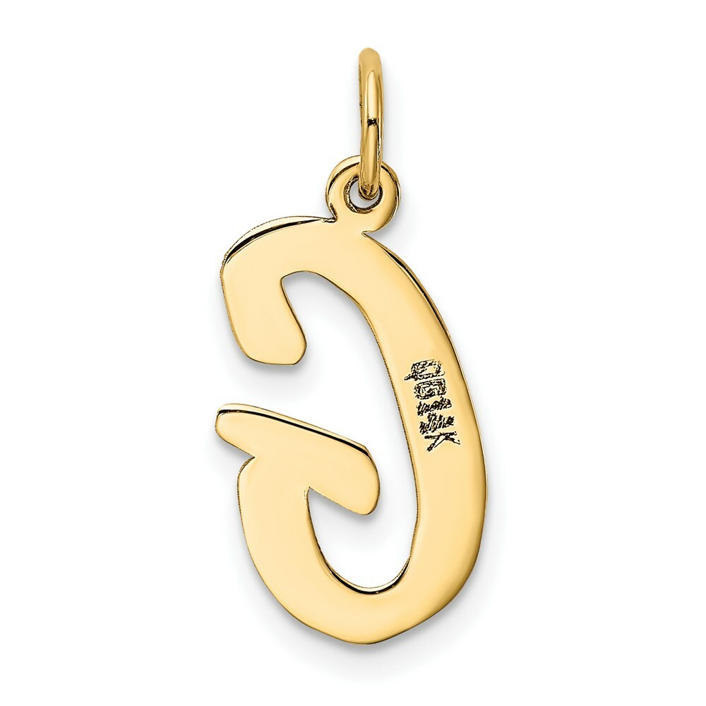 14K Yellow Gold Large Script Initial Letter G Charm Pendant