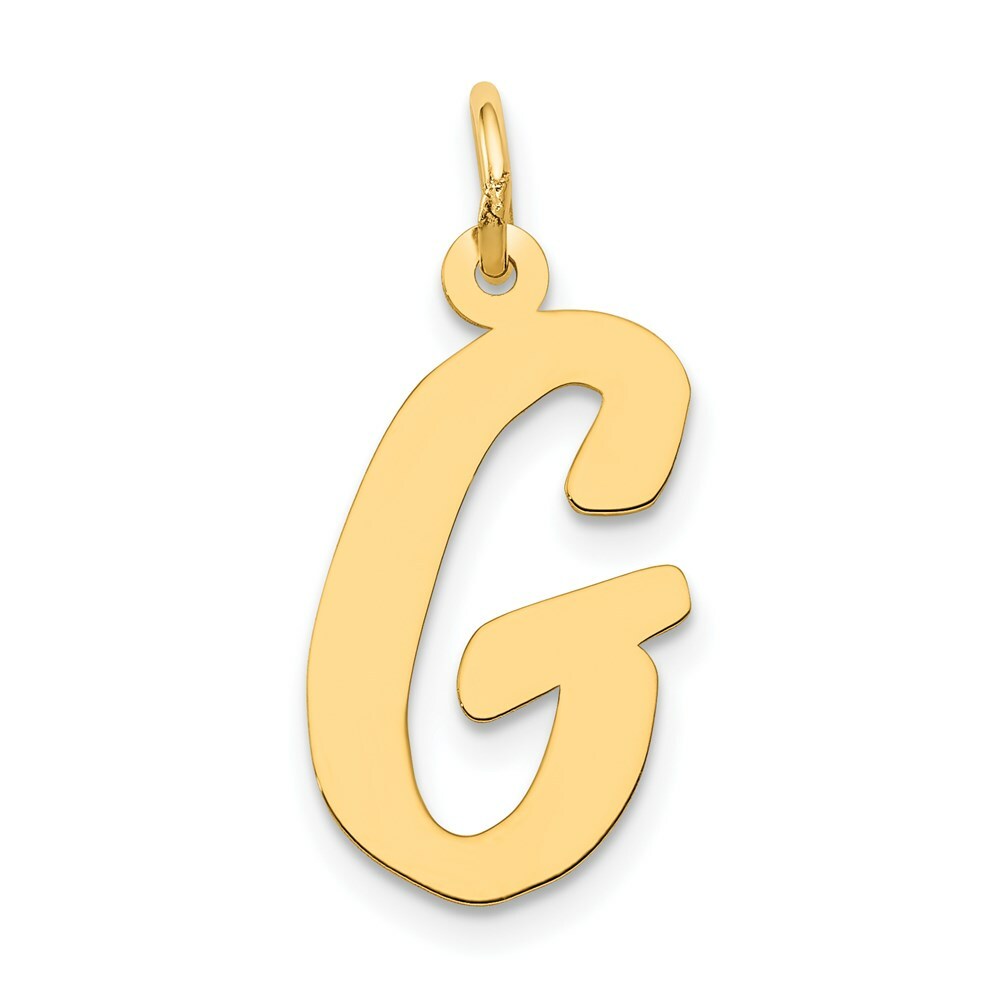 14K Yellow Gold Large Script Initial Letter G Charm Pendant
