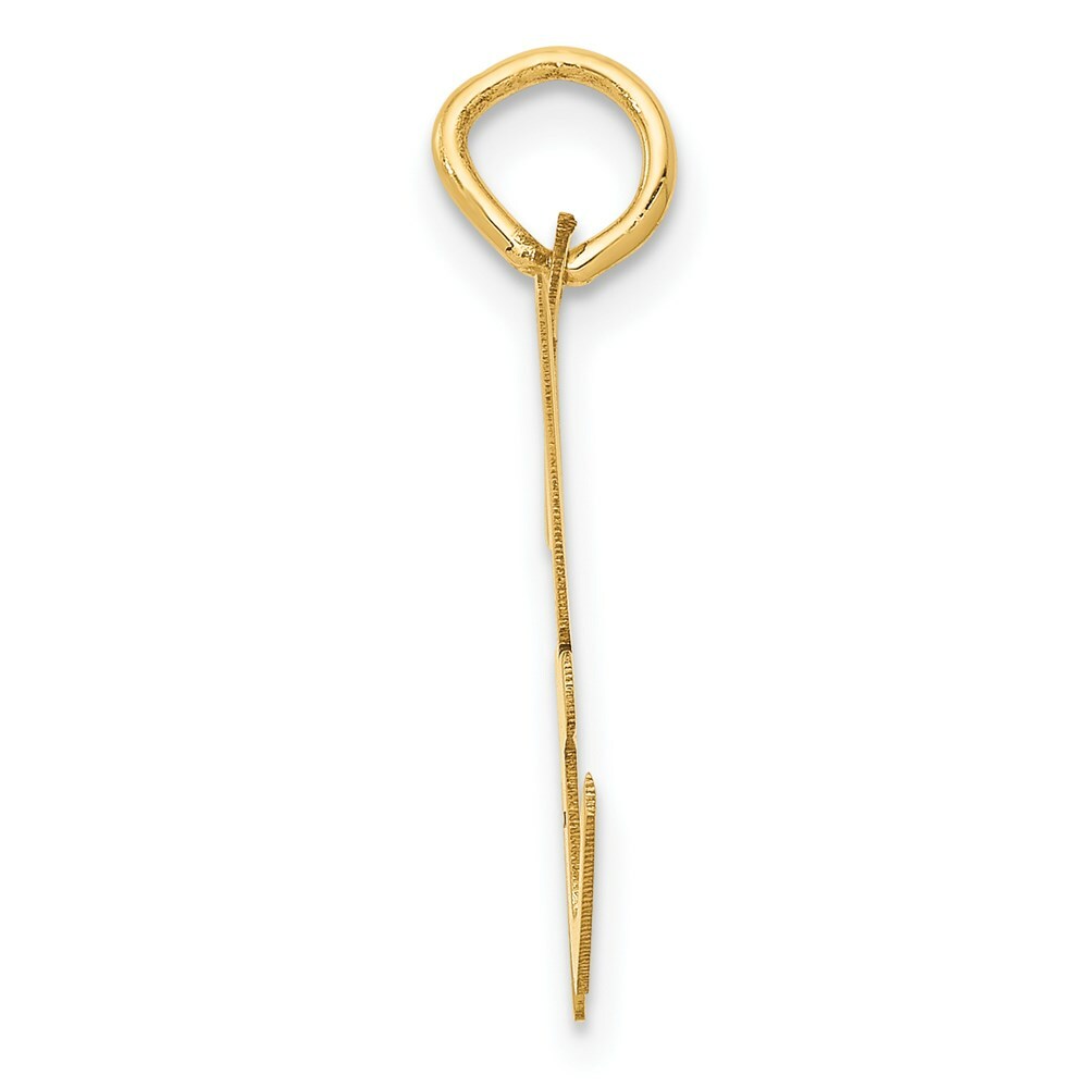 14K Yellow Gold Large Script Initial Letter H Charm Pendant