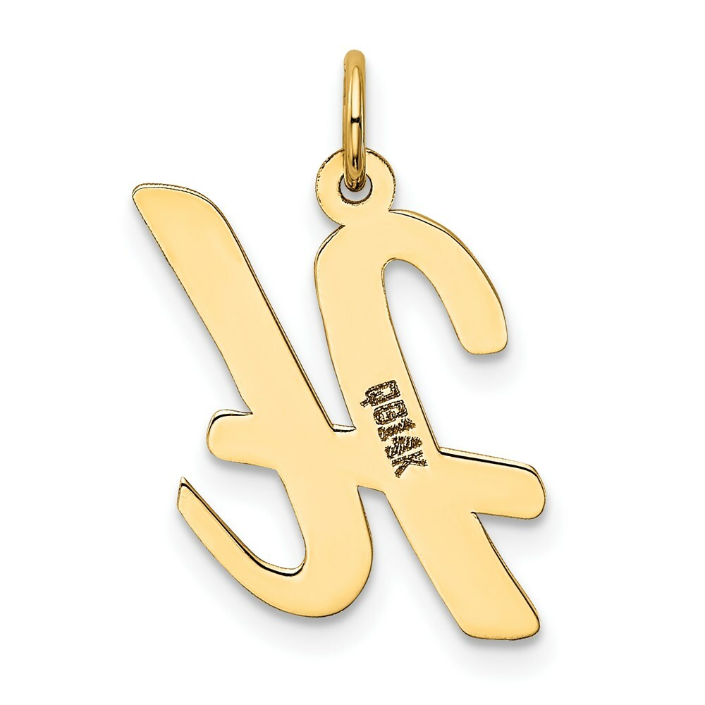 14K Yellow Gold Large Script Initial Letter H Charm Pendant
